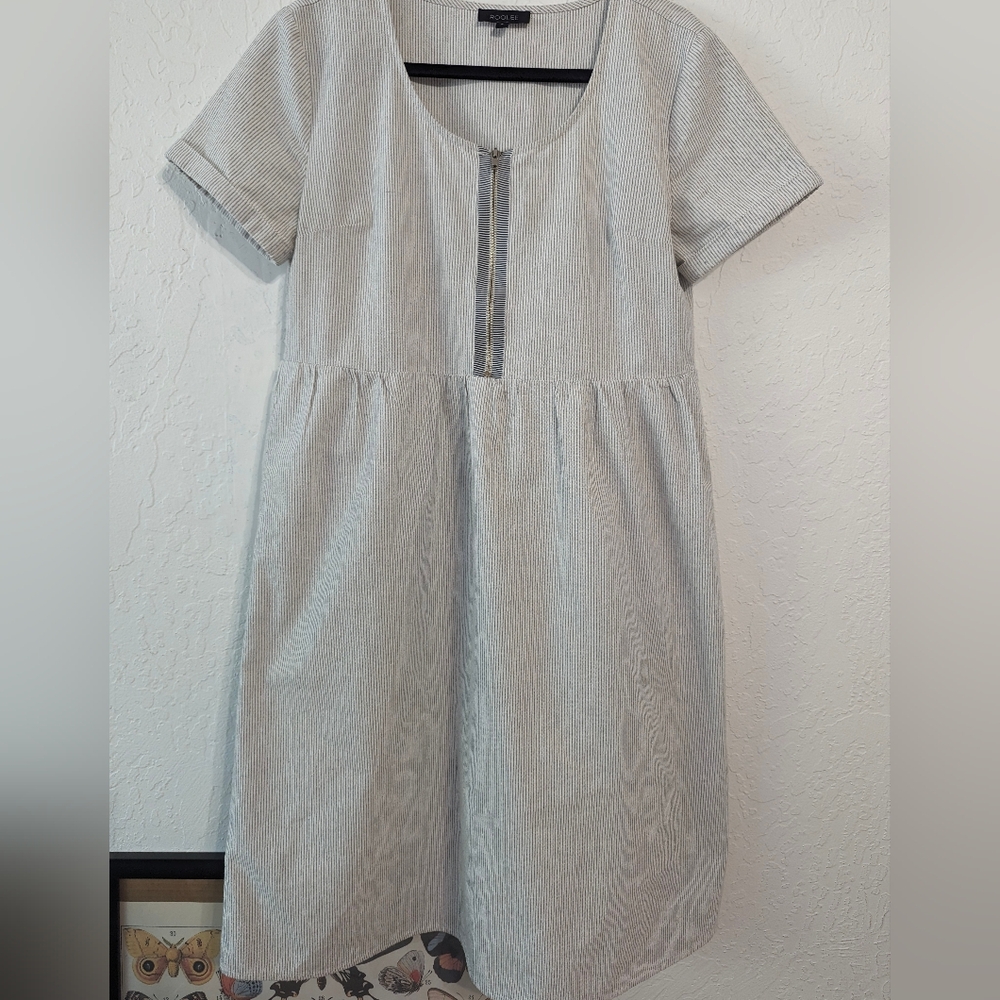 Linen/cotton Roolee striped midi dress